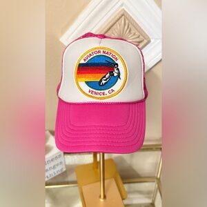 Aviator Nation Pink and White Trucker Hat